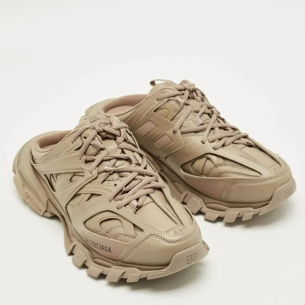 Balenciaga Track Size 43 Dark Beige Faux Leather Mule Sneakers - Picture 4 of 7